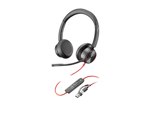 Poly Blackwire 8225 Stereo USB-C Headset +USB-C/A Adapter