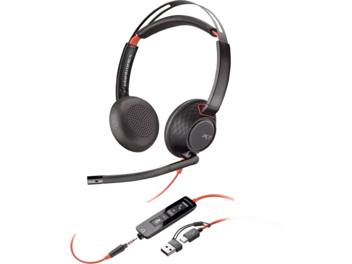 Poly Blackwire 5220 Stereo USB-C Headset 3.5mm Plug USB-C/A Adapter
